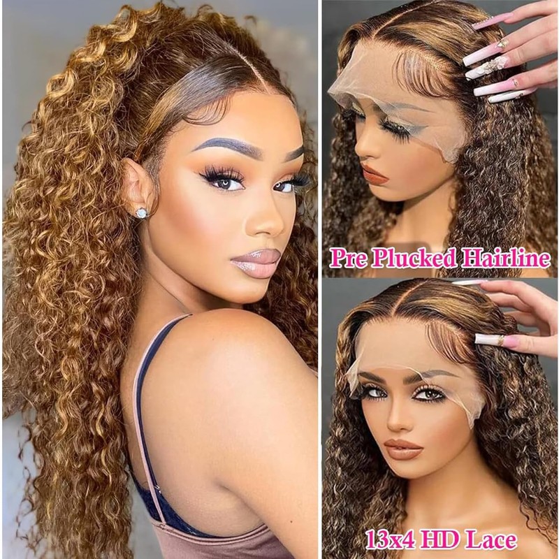 Highlight Ombre Deep Wave Lace Front Wigs Human Hair Wigs