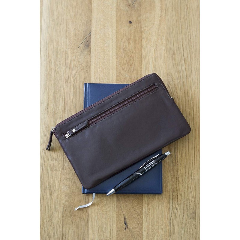 Bank Bag Wallet LEAS in Real Leather Brown - Special