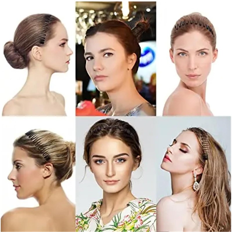 4 Pcs Stretch Hair Comb Band, Flexible Plastic Circle Comb