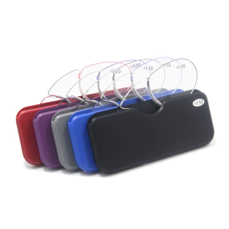 [Henghao] 老眼鏡 5色選択可能 超軽量リムレス メガネ 携帯用 おしゃれ リーディンググラス シニアグラス H6026
