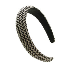 VINGTAINE HK-262-BEBK- Basic Pattern Headband for Office, Simple, Bundled Hair in Black and White, Cute Gift