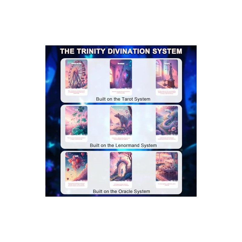 Pink Tarot Oracle Lenormand Cards for Beginner Unique Trinity Divination