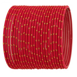 NEW! Touchstone "Colorful Bangle Collection" Indian Bollywood Exclusive Golden Glaze Fuchsia Pink Color Designer Jewelry Special Large Size Bangle Bracelets. Set of 24 For Women.