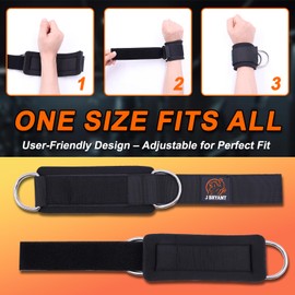 Wrist Cuffs for Cable Machine Workouts – Padded Wrist Straps with Reinforced D-Rings for Strength Training, Pulley Systems, Triceps & Bicep Workouts – Adjustable Fit for Men & Women (Orange)