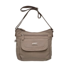 Spirit - Nylon Showerproof Crossbody Bag - Unisex Lightweight Travel Bag with Multiple Pockets and Adjustable Strap - Mink