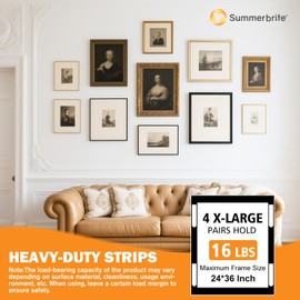 Large Picture Hanging Strips Heavy Duty(XL/16Lbs) 16Pairs/32 Strips Damage Free Wall Sticky Picture Hangers Without Nails, Removable Hook and Loop Adhesive Strips for Poster Frame Hanging Decor