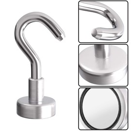 Wukong Pack of 10 Neodymium Magnetic Hooks, 9 kg (20 LB) Magnetic Hooks, Extra Strong, 16 mm Magnet Strong, Suitable for Kitchen, Meeting Room and Tool Storage