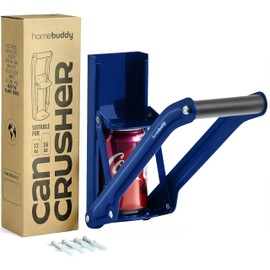 HomeBuddy Can Crusher for Recycling - 12 Oz. and 16 Oz. Can Crusher Wall Mounted for Aluminum - Compact and Easy to Use, Mounting Rivets Included, Man Cave Accessories, Blue