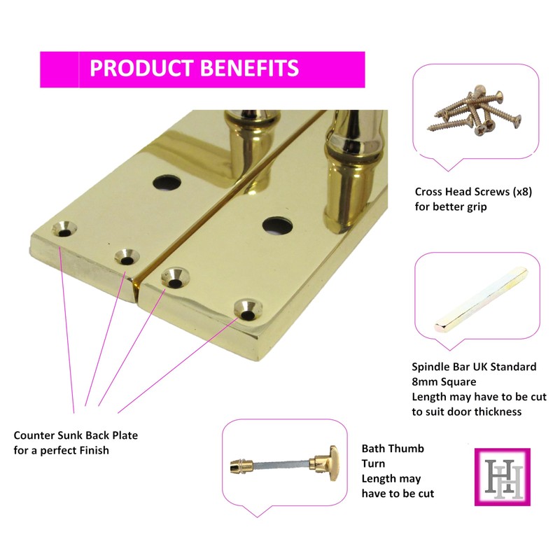 Door Handle Sets Victorian Straight Bathroom Lock Handles Sets Brass