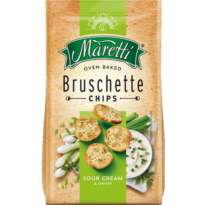 Maretti Bruschette Sour Cream & Onion Oven Baked Bread Snack
