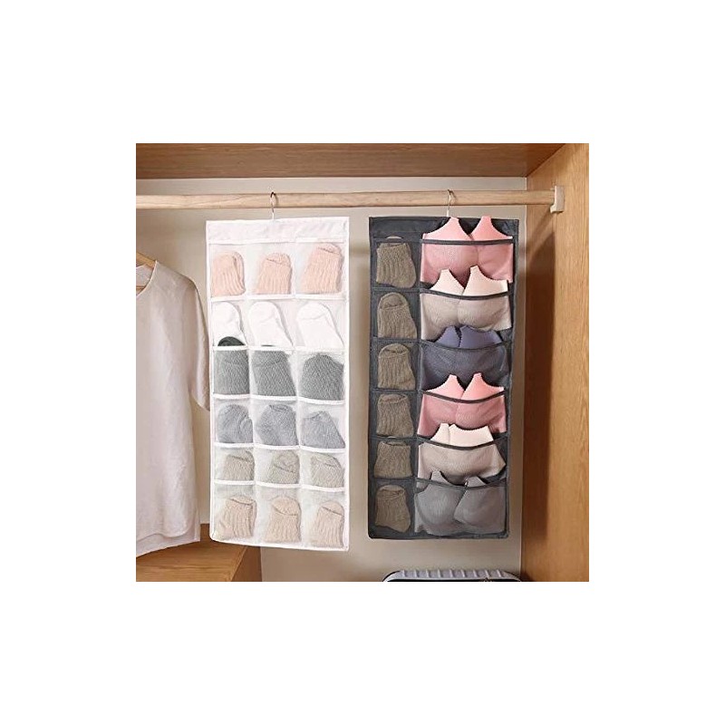 Newraturner Closet Hanging Organizer with Mesh Pockets & Rotating Metal