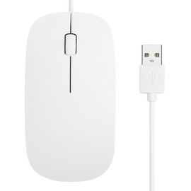 Slim USB Wired Optical Mouse – 1600 DPI Silent Click, 3-Button High-Precision Ergonomic Design – Compatible with Windows PC, Laptop, Desktop, Notebook (White)