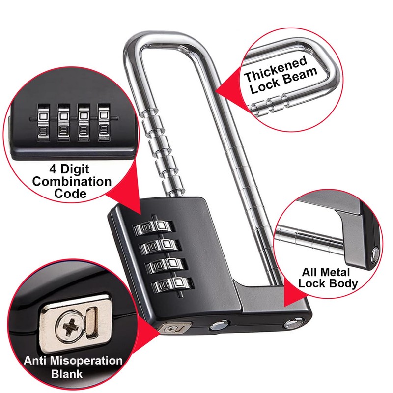 Cabinet Combination Padlock, U Shaped Stainless Steel Gym Locker Lock