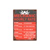Mechanic Hourly Rate Funny Garage Sign Theme Retro style metal