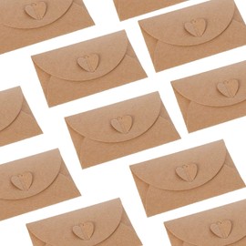 Pack of 50 Kraft Paper Envelopes, Vintage Envelopes with Blank Kraft Paper, Heart Envelopes, Mini Envelope, Used for Postcards, Gift Cards (Brown)