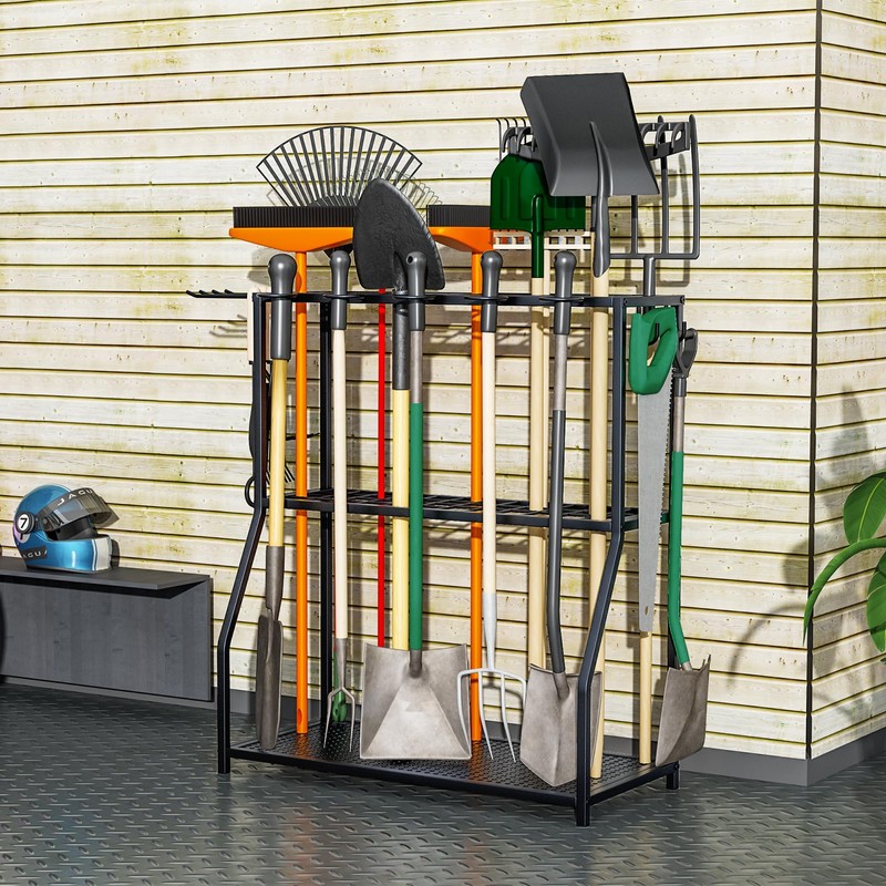 Azheruol Organizer Yard Tool Storage Rack,Garden Organizer,Steel Yard Tool Racks