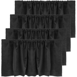 4 Panels Blackout Curtain Valances, Small Blackout Valence Topper of Curtain Light Blocker Valance Curtains for Living Room Modern Decor Bedroom RV Bathroom Basement Windows, 52" W x 18" L, Black