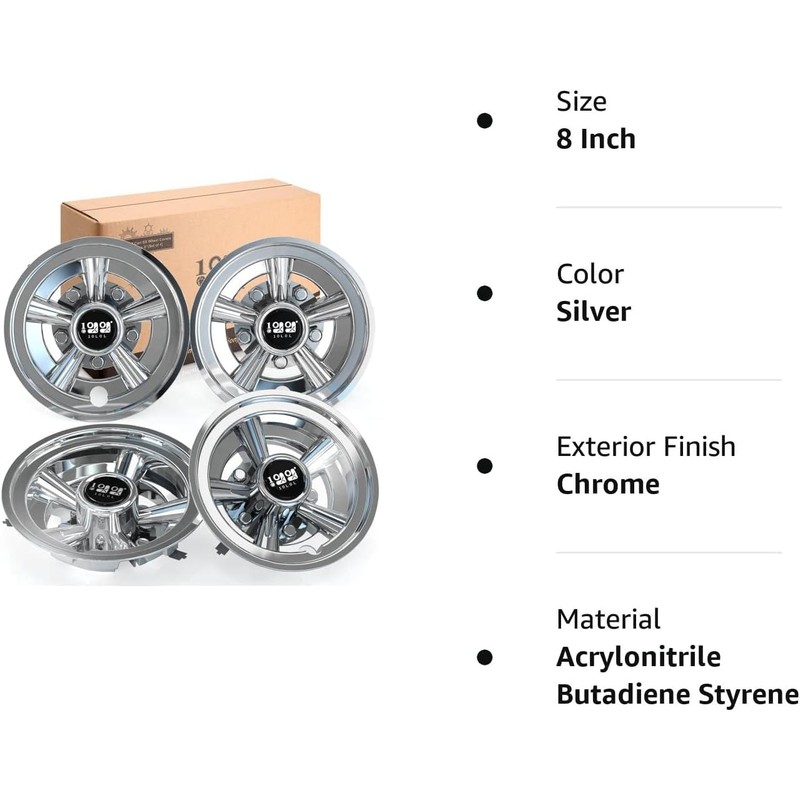 10L0L Golf Cart Hubcaps 8 inch Wheel Covers for Club