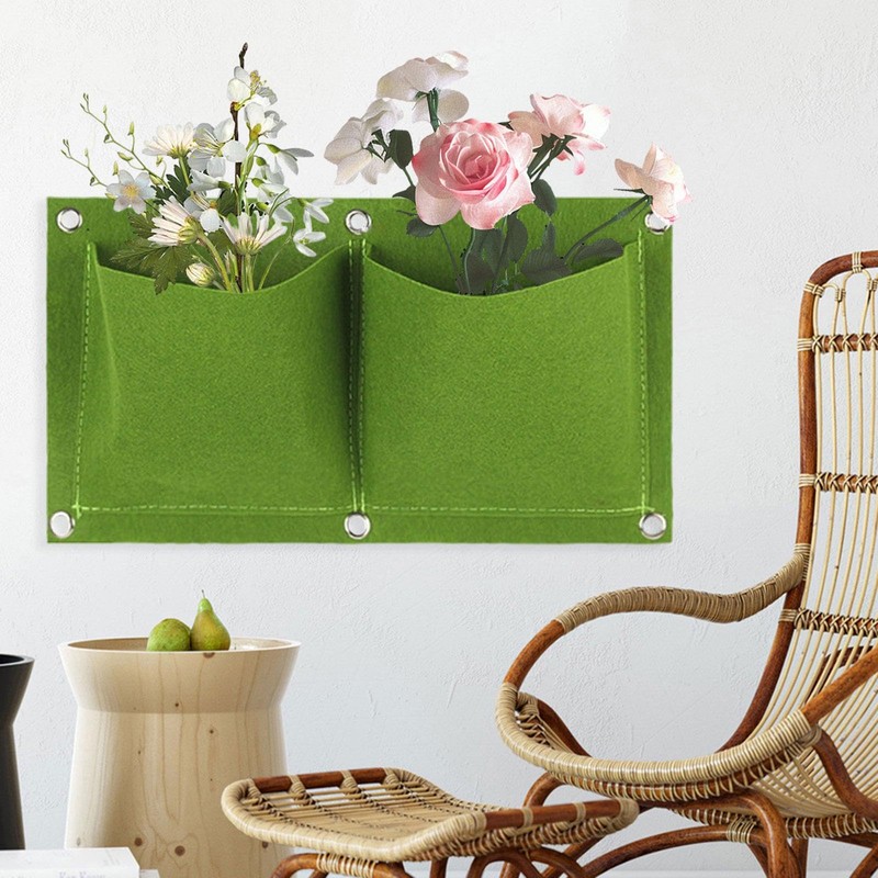 Generic Wall Hanging Planting Bag 2 Pockets Lightweight Non-Woven Fabrics