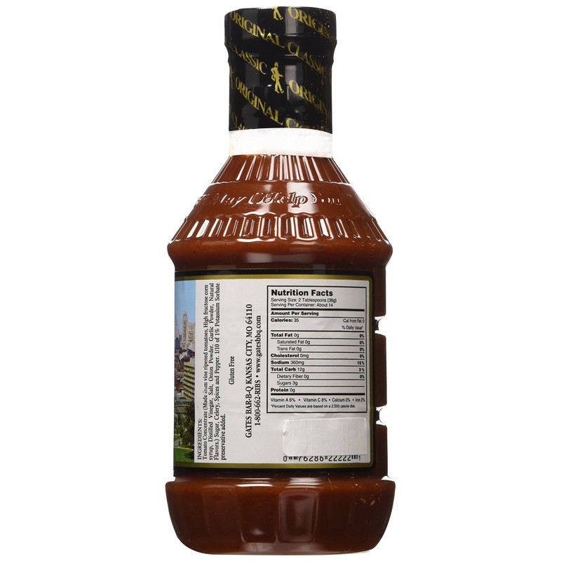 Gates Original Classic Bar-B-Q Sauce, 18 Ounce Bottle, Kansas City