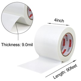 Wide Duct Tape, Industrial Grade 30Yards (90 ft) Wide Tape 4in Duct, 9 Mil Heavy-Duty, Waterproof, Strong, Flexible, No Residue, for Crafts & Home Improvement (White, 4'' x 90ft)