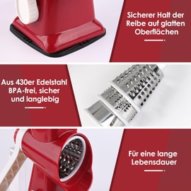 Gaethra Cheese Grater with Crank, Vegetable Cutter, 3 Stainless Steel Interchangeable Drum Blades, Manual Drum Grater, Vegetable Slicer, Ideal for Cucumbers, Cheese Nuts, Carrots etc