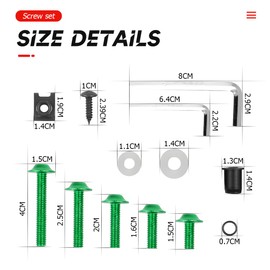 JNNJ Motorcycle Fairing Bolt Kit, 177pcs M5 M6 Motorcycle Windscreen Screws, Aluminum Fasteners Fairing Bolts Nut Clips Kit, Mounting Kits Washers Nuts Screws Assortment for Sport Bikes(Green)