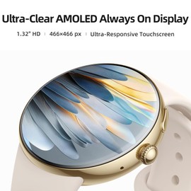 Parsonver Smart Watch for Women, 43mm AMOLED Always-On Display, Answer/Make Calls & Chat AI, 2 Quick-Release Bands, Fitness Watch with Heart Rate/Sleep Monitor, Built-In 120+ Sports, Champagne Gold