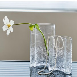 2.8lb Heavy Vase,Glass vase for Flower,Clear Glass Vase for Home Office Decor,Glass Flower Vase for Decor 8.3" H Unique Vase Home Decor