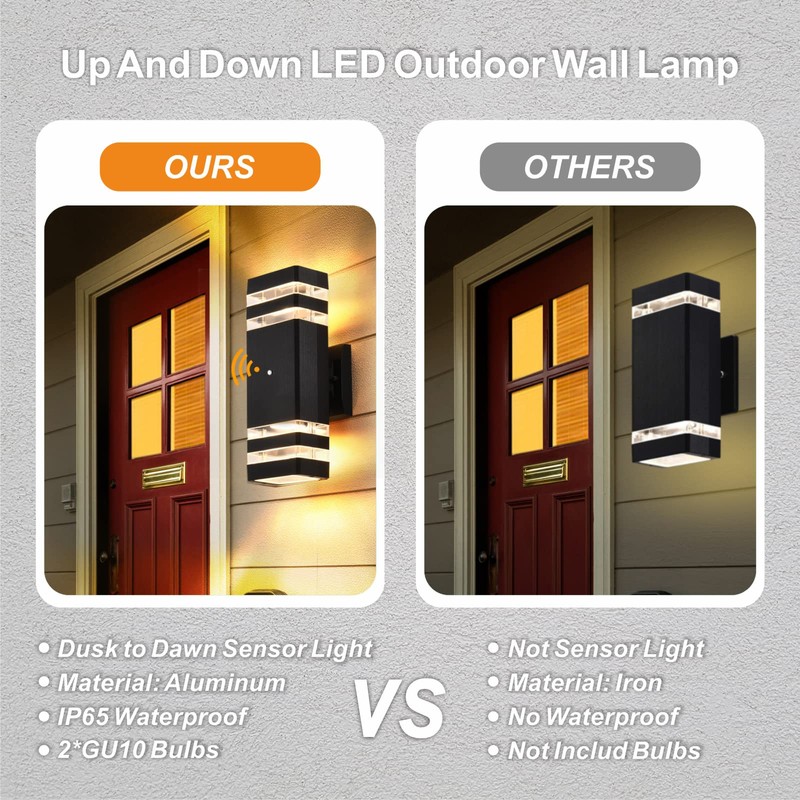 Dusk to Dawn Outdoor Wall Light, DASTOR 3000K Warm White