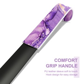 Gukeniu 16.5 Inch Long Handle Shoe Horn for Seniors Men Women Kids, Metal Shoe Horns for Boots, Purple Marble