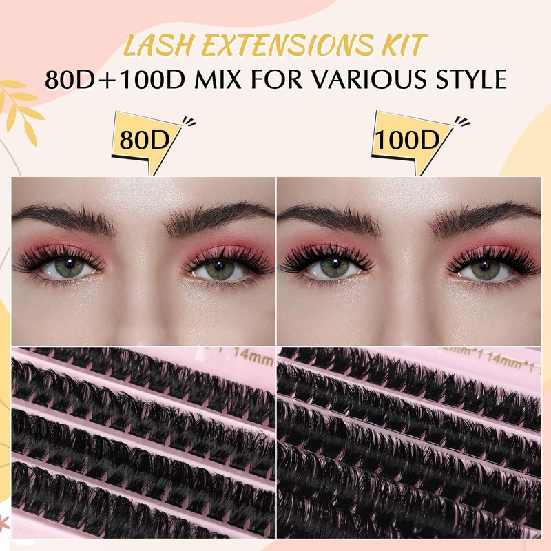 Parriparri Eyelash Extension with Bond and Remover 80D+100D Fluffy Individual