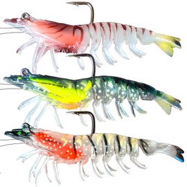 Generic Soft Prawn Imitation Fishing Lures for Freshwater and Saltwater Pre-Rigged Baits Gifts for Men Scented Lures Fishing Gear Luminous Soft Lures for Bass, Pike and Perch