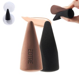 EDTRE Thumb Puff Multi-functional Makeup Sponge Puff Makeup Sponge, Diagonal Cut, 2 Pieces, Wet and Dry Foundation Sponge, Smooth, Storage Case Included, Fluffy