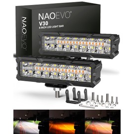 NAOEVO 6in LED Light Bar, 50W 3700LM LED Driving Lights, Spot & Flood Combo Light, LED Fog Lights - LED Offroad Lights for Trucks/Cars/Boat, 2 Pcs (White/Amber/White&Amber)