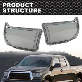 CNNELL Headlight Headlamp Lens Cover Compatible with Toyota Tundra 2007-2013 /Fit for Toyota Sequoia 2008-2017 Driver & Passenger Side Headlamp Cover Smoky Lens 811100C051 811500C051