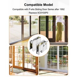 Replace 0C5Y00P0 Sliding Patio Door Rollers Compatible with P-Ella Sliding Patio Door, 2 Rollers Per Set, 1-1/2" Steel Ball Bearing, Adjustable Height Sliding Door Rollers