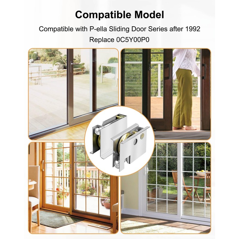 Replace 0C5Y00P0 Sliding Patio Door Rollers Compatible with P-Ella Sliding