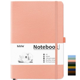 Mlife A5 Notebook, Dotted Journal Book with 200 Pages, Premium 100 gsm Ink-Proof Paper Thickness, PU Hard Cover Notebook, Inner Pocket, Elastic Band, Bullet Journal and Dotted Notepad, A5 (Pink)