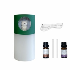 Generic CAR AIR DIFFUSERS for Essential Oils, H20 Diffuser HUMIDIFIER, Mini Cute HUMIDIFIER for Small Room, Perfect to Decorate Your Set UP- Cute Mini Humidifier with 2 Different Essential Oil, Green