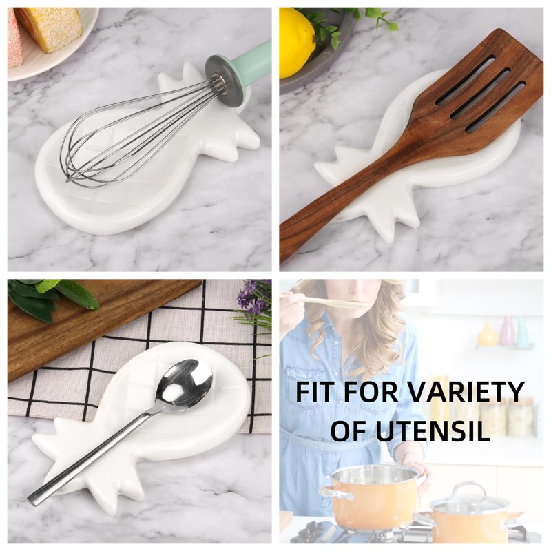 HESHIBI Marble Spoon Rest for Kitchen Stove Countertop, Marble Utensil