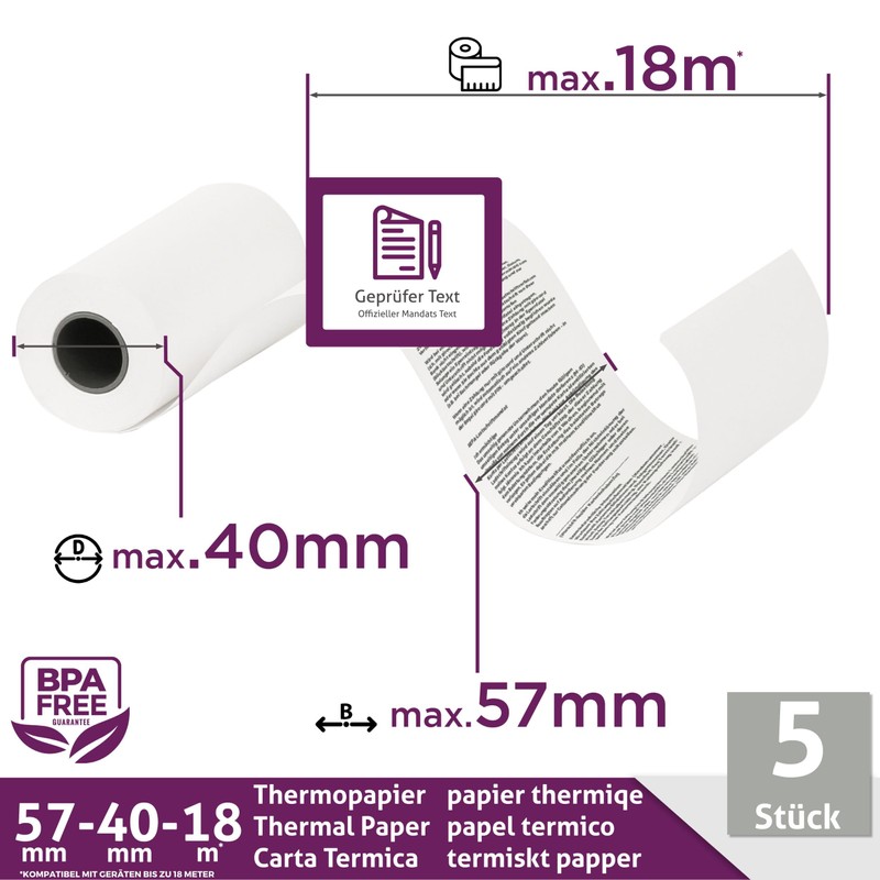 Ec-Cash Thermal Rolls 57 mm x 18 m x 12