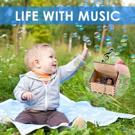 Fezlens You are My Sunshine Music Box Hand Crank Musical Box for Son, Wood Laser Engraved Vintage Cute Box Gifts for Birthday/Christmas/Valentine's Day/Wedding Day