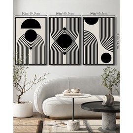 Drsoum Lager 16x24in Black and White Abstract Framed Wall Art Decor Duotone Minimal Dark Brush Stroke Prints Shapes Illustrations Modern Art Decorative Ready To Hang - Black Framed
