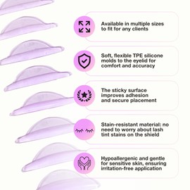 Curacoro Lash Lift Shields, 16 Pcs/8 Sizes Lash Lift Rods, Lash Lift Pads for Eyelash Curling and Lifting, Reusable Silicone Lash Rods For Eyelash Perm Lamination