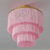 vivihobb Pink 3-Tiererd Fringe Chandelier,3-Light Semi Flush Mount Ceiling Light,Boho