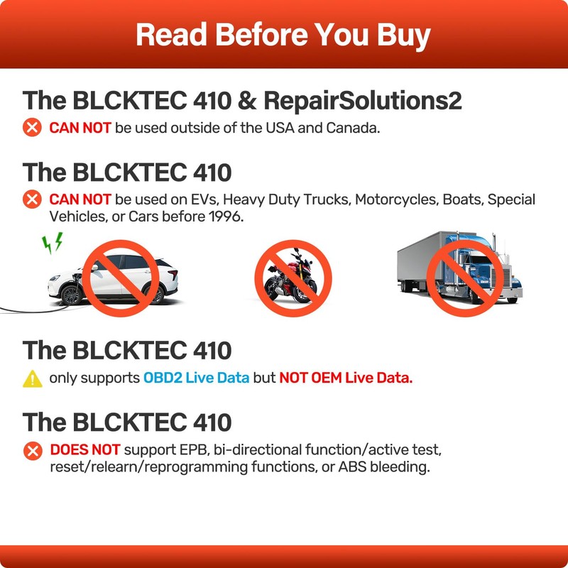BLCKTEC 410 Bluetooth OBD2 Scanner for iPhone & Android, No