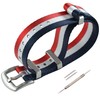MZBUTIQ Watch Strap 22 mm Seat Belt Red/White/Blue Nylon Watch
