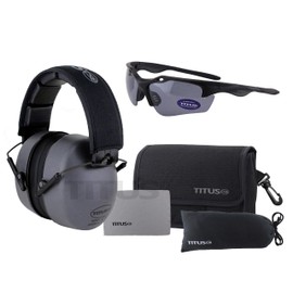 TITUS 3 Series 37 NRR Noise Reduction Hearing Protection & G18 Polarized Sculpt Z87.1 Safety Glasses Combos (Gunmetal Grey)