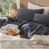 MooMee Bedding Sheet Set 100% Washed Cotton Linen Like Textured